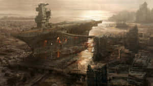 Post Apocalyptic Harbor Remnants Wallpaper