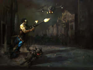 Post Apocalyptic Warfare Scene Wallpaper