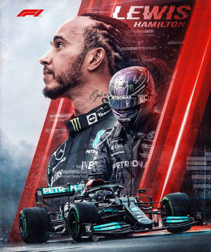 Poster Of Lewis Hamilton F1 In Red Wallpaper