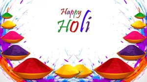 Powder And Happy Holi Hd Artwork Wallpaper