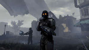 Powerful Fallout Enclave Troops Marching Into Battle. Wallpaper