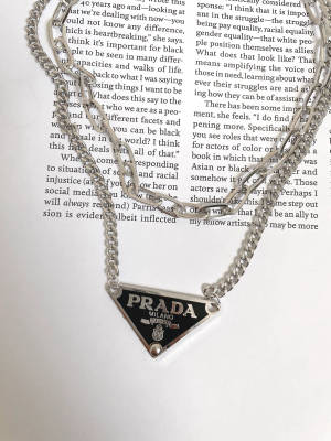 Prada Designer Logo Charm Necklace Wallpaper