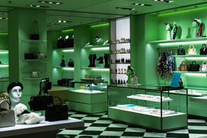 Prada Store Green Lighting Wallpaper