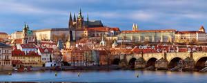 Prague City Riverfront Wallpaper