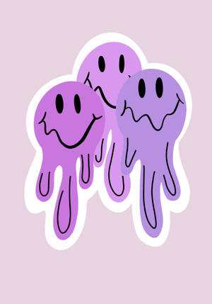 Preppy Smiley Face Dripping Violets Wallpaper
