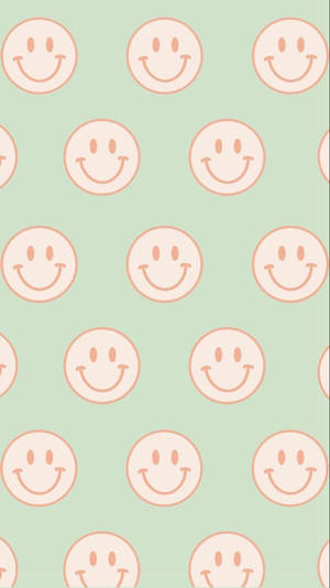 Preppy Smiley Face Light Green Pattern Wallpaper