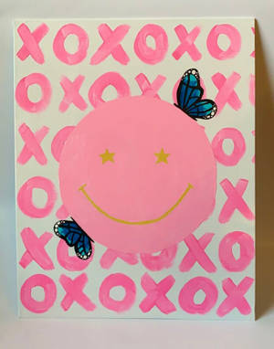 Preppy Smiley Face Pink Xoxo Wallpaper