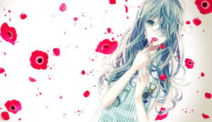 Pretty Desktop Anime Girl Flowers Wallpaper