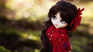 Pretty Doll In Red Coat Wallpaper