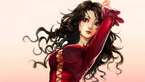 Pretty Girl Cartoon In Red Top Wallpaper