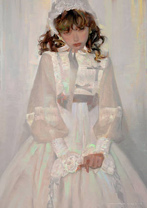 Pretty Girl In White Painting Wallpaper