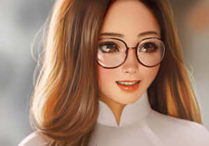 Pretty Girl With Glasses And Large Eyes Wallpaper