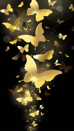 Pretty Golden Butterflies Lock Screen Wallpaper