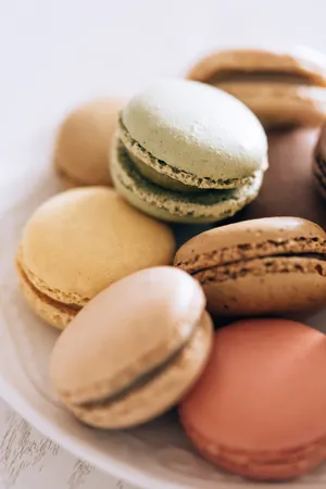 Pretty Pastel Homemade Macarons Plate Wallpaper