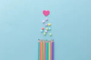 Pretty Pastel Pencils Stars And Heart Wallpaper
