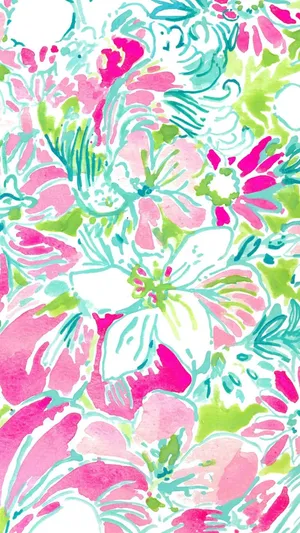Pretty Pink And Green Patterned Lilly Pulitzer Iphone Wallpaper