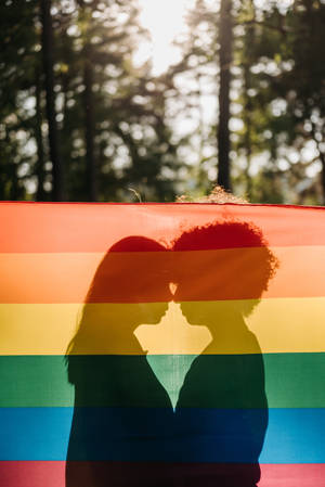 Pride Flag Couple Silhouette Wallpaper