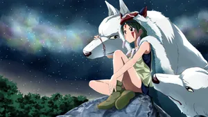 Princess Mononoke And Moro Galaxy Wallpaper
