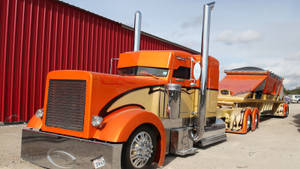 Printed Orange Peterbilt Wallpaper