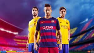 Professional Footballers Messi And Neymar Coming Together As One Strong Team Wallpaper