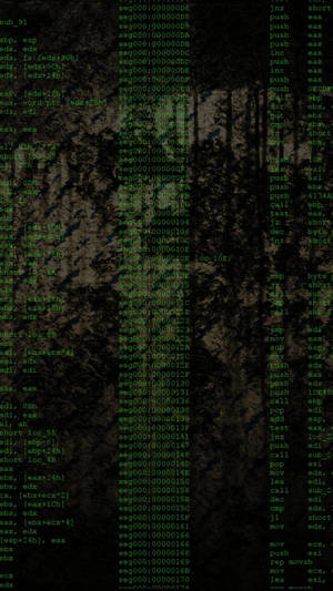 Programming Iphone Green Codes On Dirty Screen Wallpaper