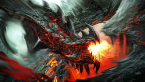 Protecting Its Prized Possession, The Black Dragon Looks Fiercely Into The Horizon Wallpaper