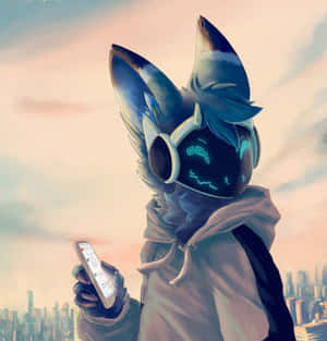 Protogen Holding Cellphone Wallpaper