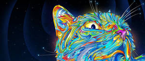 Psychedelic Cat Vector Art Wallpaper