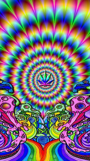 Psychedelic Iphone Weed And Tunnel Wallpaper
