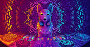 Psychedelic Wolf D Jat Disco Wallpaper