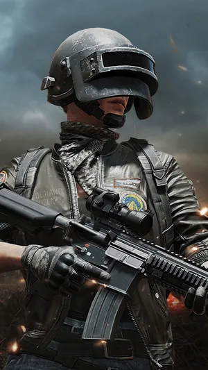 Pubg Android Character Helmet M416 Wallpaper