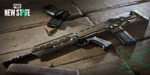 Pubg New State Gun On Wooden Wallpaper