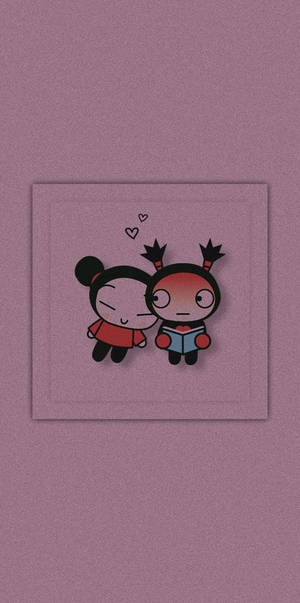 Pucca Leaning At Garu Wallpaper