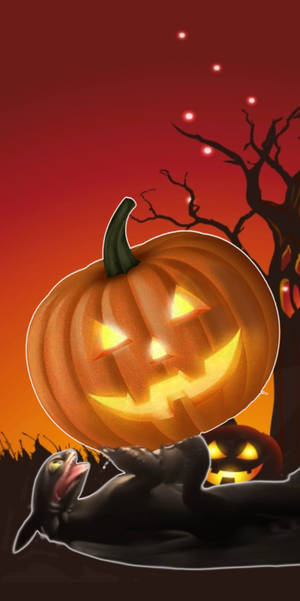 Pumpkin And Toothless Halloween Phone Wallpaper
