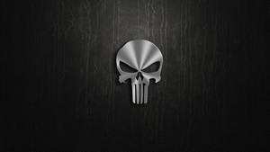 Punisher Skull On Black Leather Wallpaper