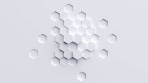 Purity In Geometry: A White Minimalist Hexagon Wallpaper