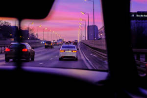 Purple Aesthetic Highway Lights Wallpaper