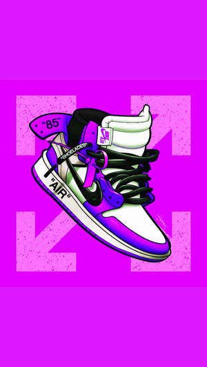 Purple Air Jordan Cartoon Sneaker Off White Illustration Wallpaper