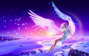 Purple Anime Winged Girl Wallpaper