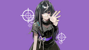 Purple Backdrop Anime Girl Gesture Wallpaper