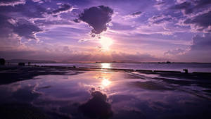 Purple Beach Sunset Desktop Wallpaper
