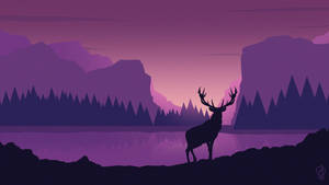 Purple Caribou Art Deco Wallpaper