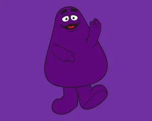 Purple Character Waving Friendly Wallpaper