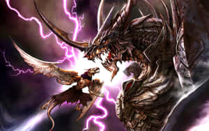 Purple Dragon Against A Dragon Wallpaper