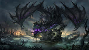 Purple Dragon Blowing Purple Fire Wallpaper
