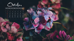 Purple Flowers October Calendar 2021 Wallpaper