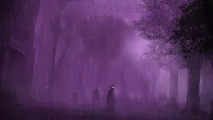 Purple Halloween Silhouette Of The Undead Wallpaper
