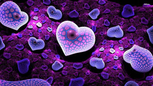 Purple Heart Hexagonal Shape Wallpaper