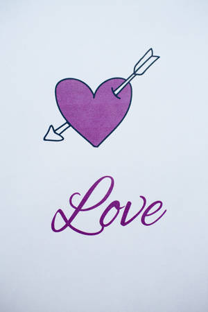 Purple Heart With Arrow Love Drawing Art Wallpaper