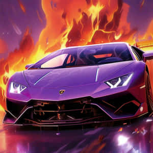Purple Lamborghini Aventador Flames Wallpaper